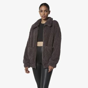 Marc New York Women Grey Plush Faux Fur Casual Oversize Boyfriend Jacket Size XL